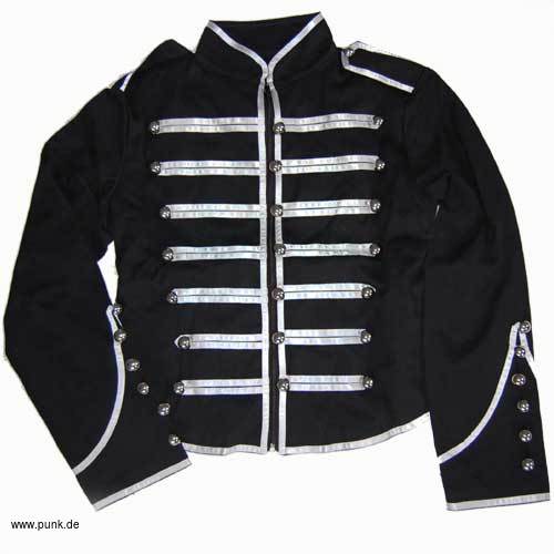 Living Dead Souls: Zirkusdirektorenjacke schwarz-silber