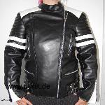 Sexypunk: Girlie Retro Kunstlederjacke, schwarz-weiß (Vegan)