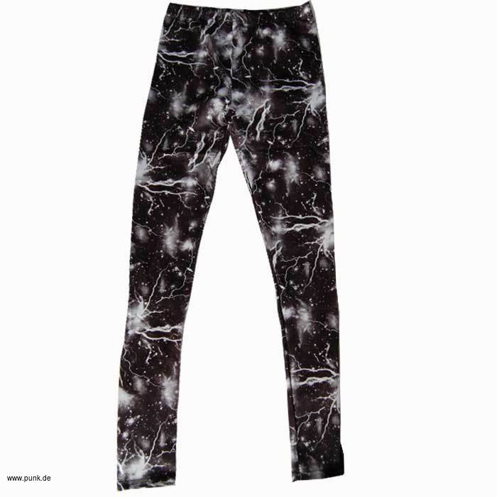 : Leggings: Gewitter/Blitze, schwarz-weiß