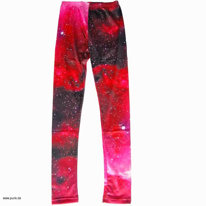 : Leggings: Universum, schwarz-rot