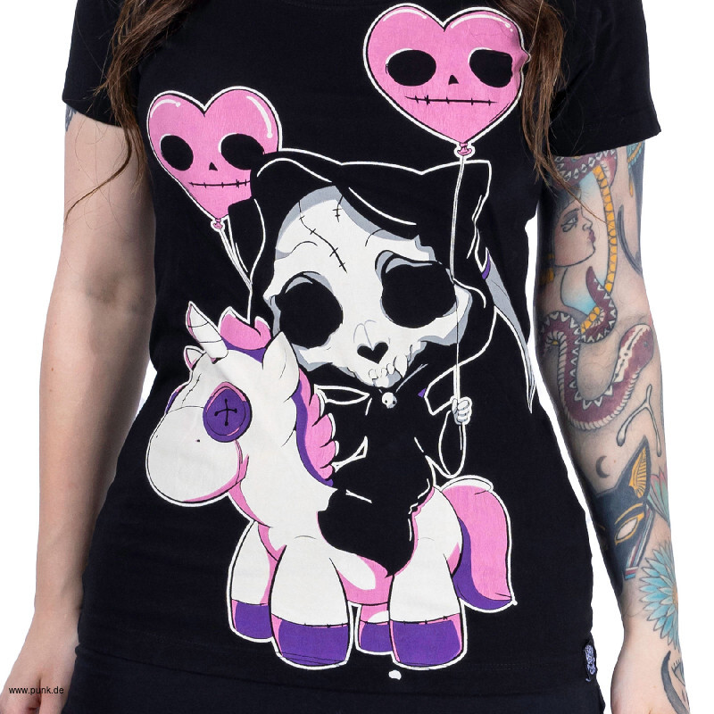 Cupcake Cult: Cat Reaper Girlshirt, schwarz