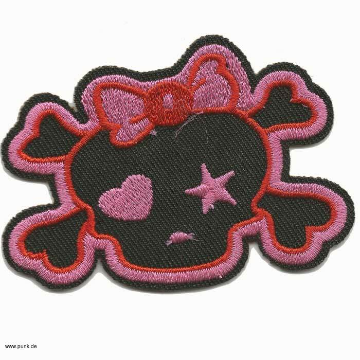 : Girlie Skull Totenkopf Aufnäher, pink