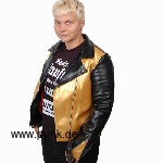 Sexypunk: Kunstlederjacke gold schwarz mit Zippern