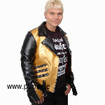 Sexypunk: Kunstlederjacke gold schwarz mit Zippern