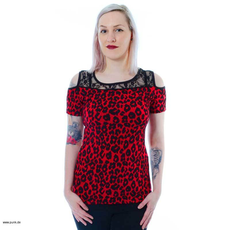 Poizen Industries: Leo Lace Top, rot