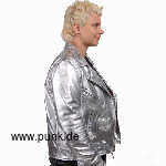 Sexypunk: Silberfarbene Ladies Lederjacke, de luxe