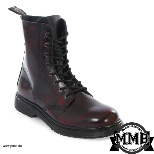 Boots and Braces: Stiefel 8-Loch, burgundy rub/off, ohne Stahlkappen