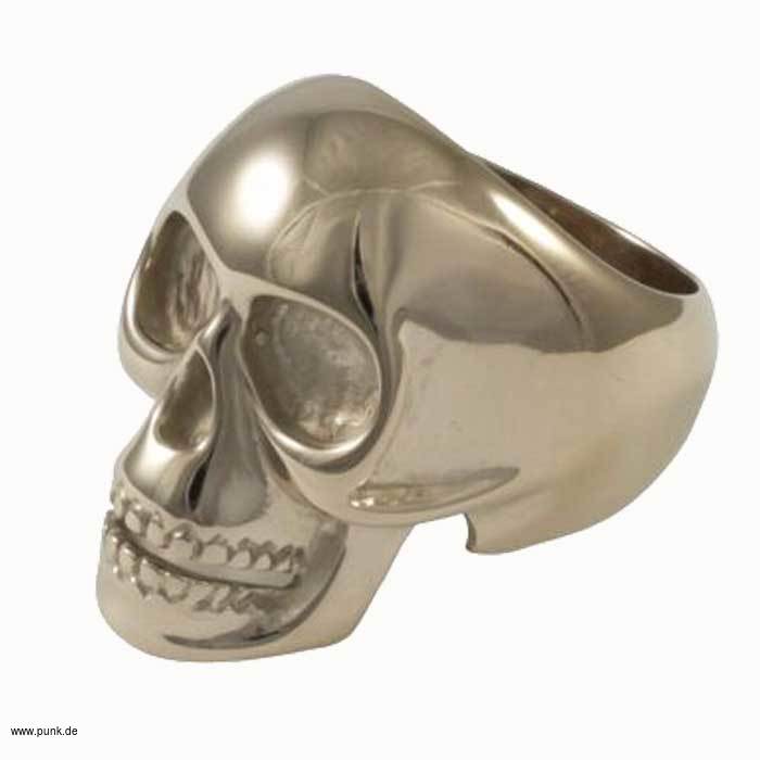 : Totenkopf Fingerring für Männer, silber matt