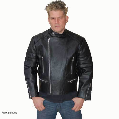 Sexypunk: Retro-Lederjacke, schwarze Streifen 