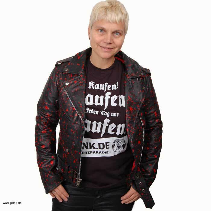 Sexypunk: Schwarze Ladies Lederjacke, mit roten Blutspritzern