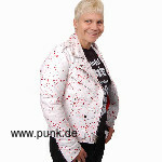 Sexypunk: Weiße de luxe Ladies Lederjacke mit roten Blutspritzern