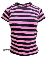 : Schwarz-pink gestreiftes Girlie-Shirt 