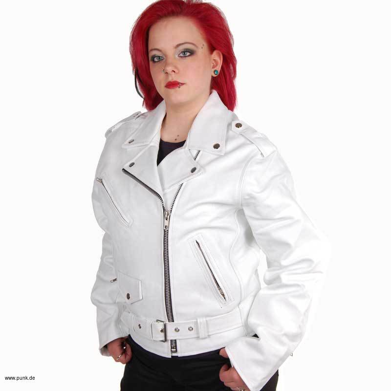 Sexypunk: Girlie-Lederjacke, weiß