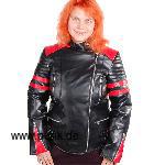 Sexypunk: Girlie Retro Kunstlederjacke, schwarz-rot (Vegan)