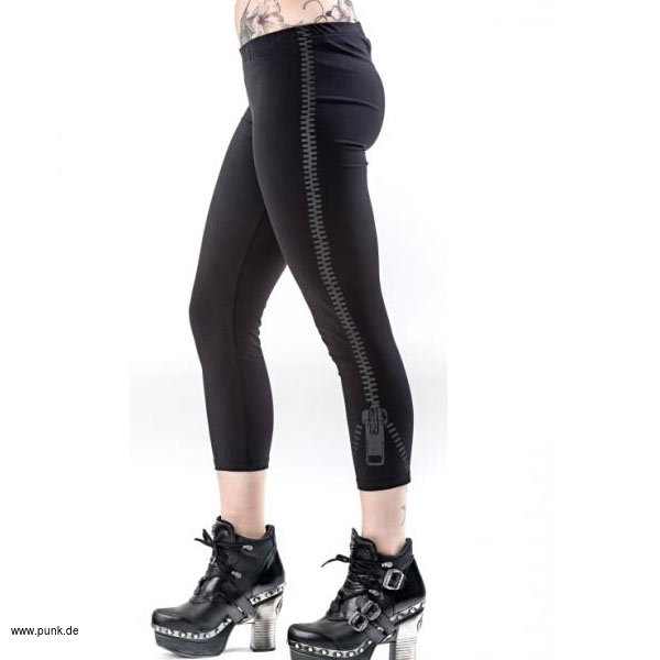 Queen of Darkness: Schwarze Leggings mit Reißverschlussdruck