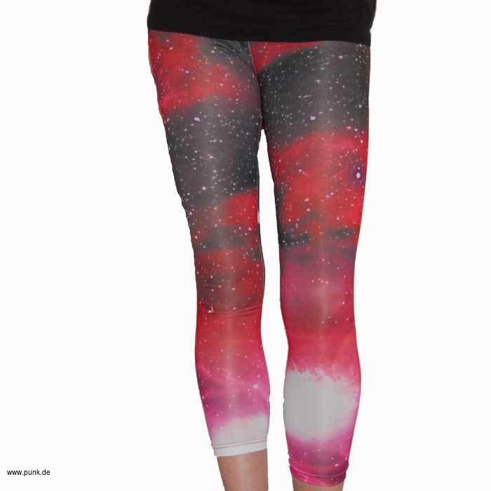 : Leggings: Universum, schwarz-rot