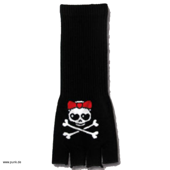 : Lange fingerlose Handschuhe Skull